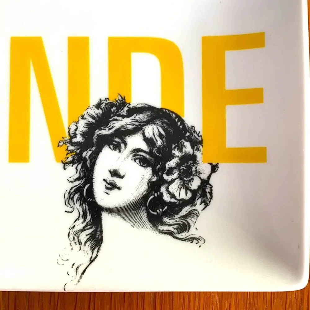 Crate & Barrel BLONDE Beer Style Rectangular Snack Plate White Porcelain‎